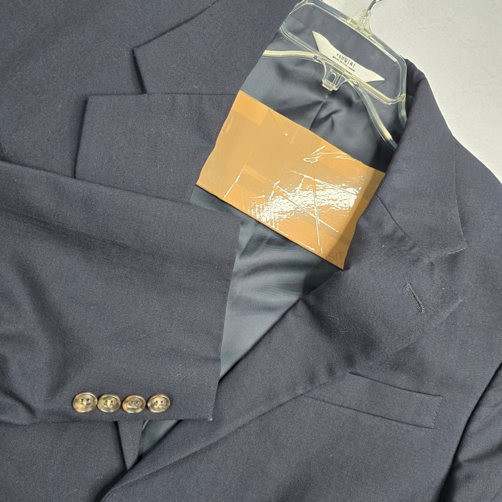 VERSINI Mens 42S Navy Blue 100% Wool Blazer Sport Coat single breast Jacket